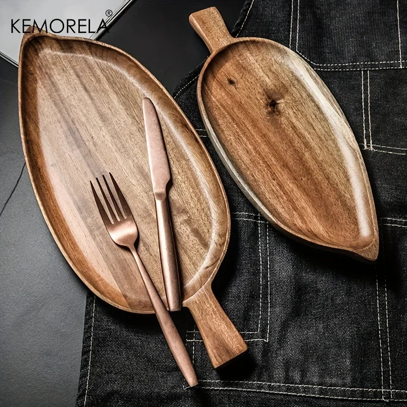 LeafLuxe β Elegant Wooden Serving Tray