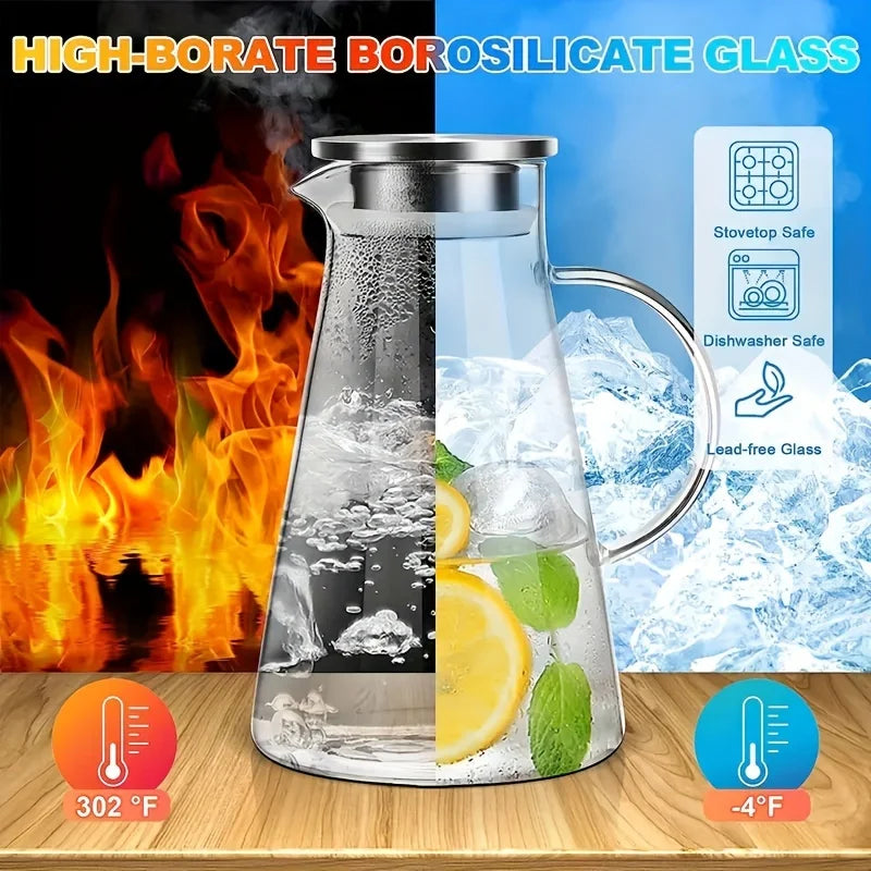 CrystalFlow Heat-Resistant Glass Water Jug