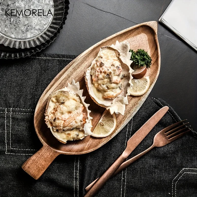 LeafLuxe β Elegant Wooden Serving Tray