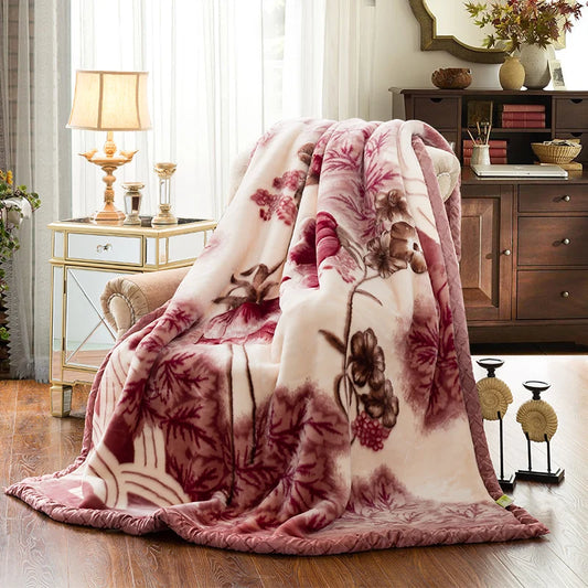 CozyNest Double-Layer Raschel Blanket