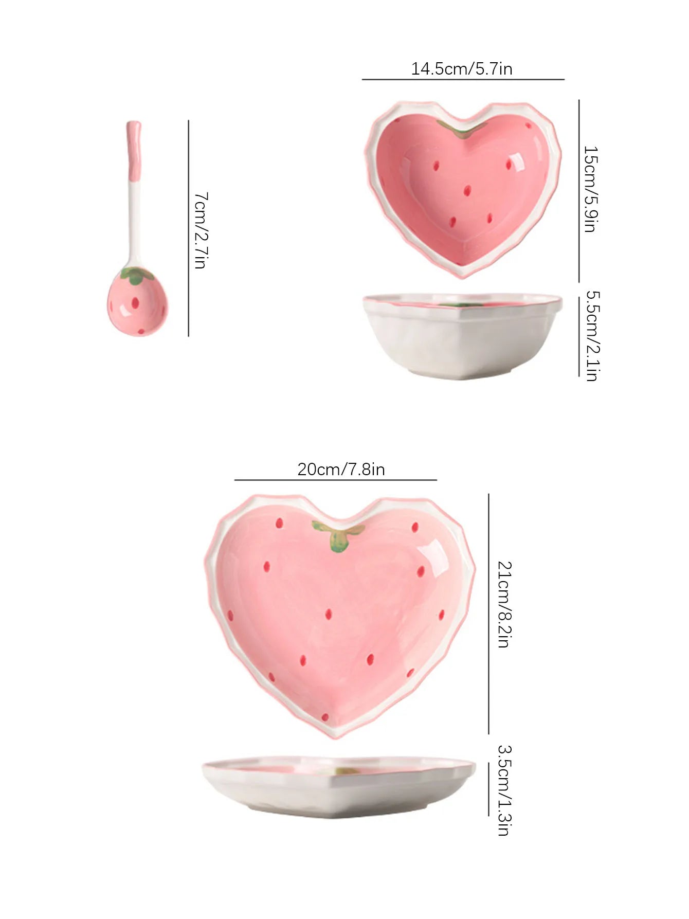 Strawberry Heart Ceramic Tableware