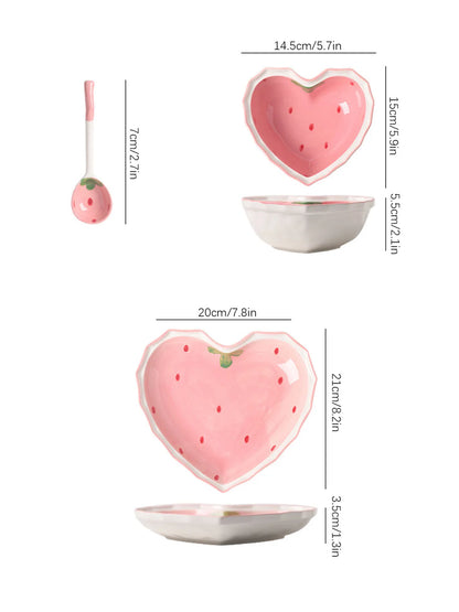 Strawberry Heart Ceramic Tableware