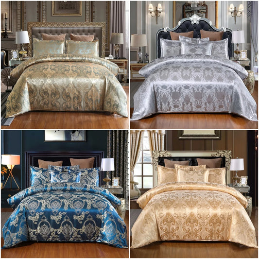 Floral Jacquard Satin Duvet Cover Set