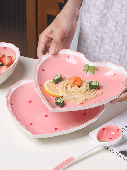 Strawberry Heart Ceramic Tableware