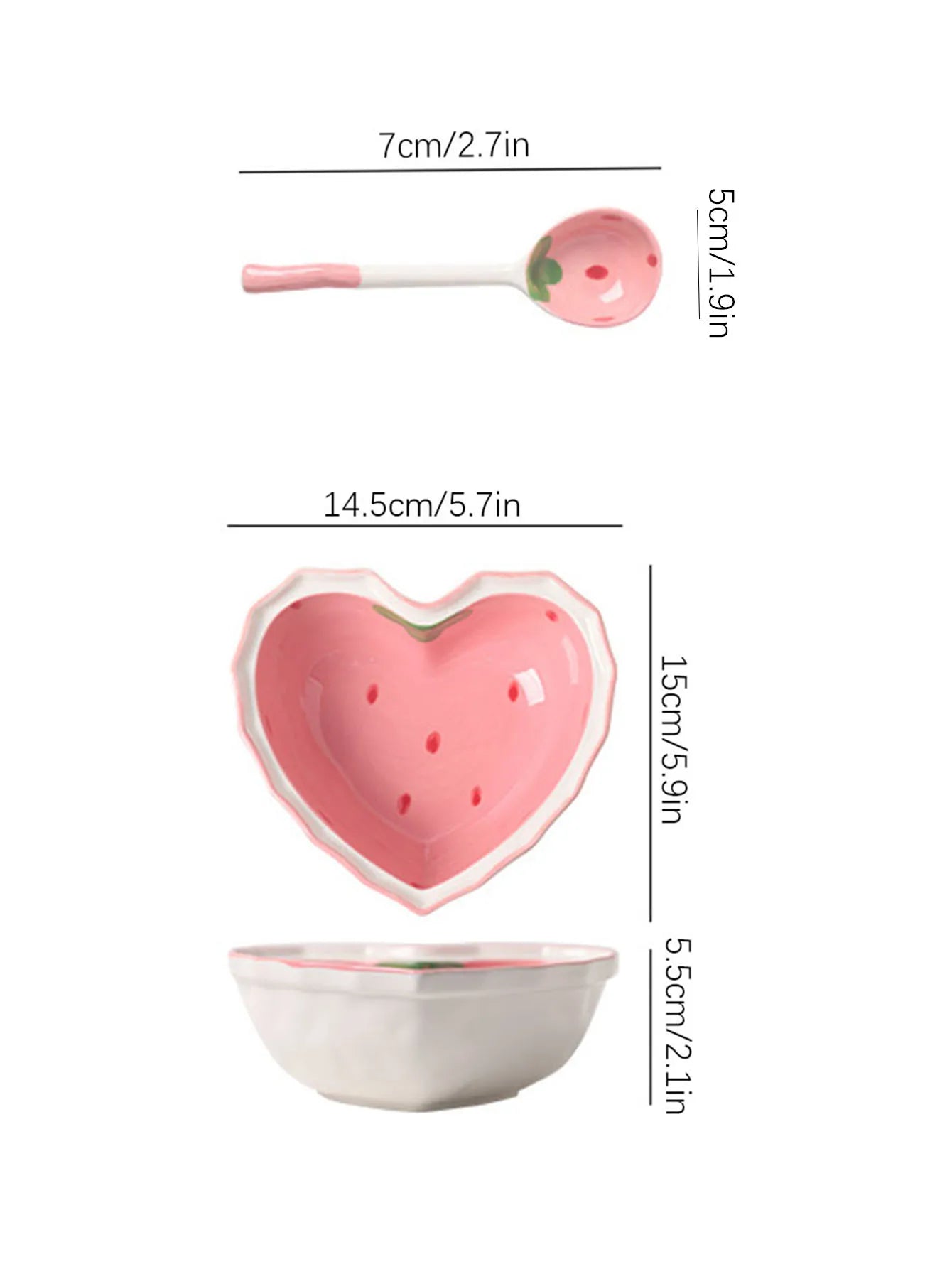 Strawberry Heart Ceramic Tableware