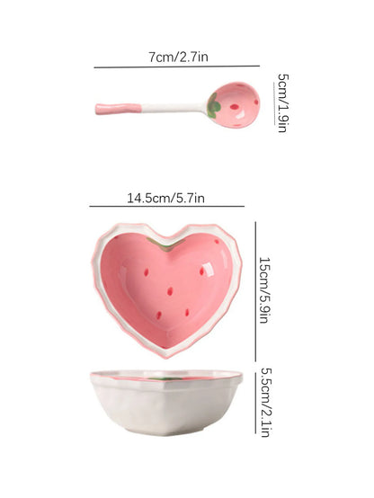 Strawberry Heart Ceramic Tableware