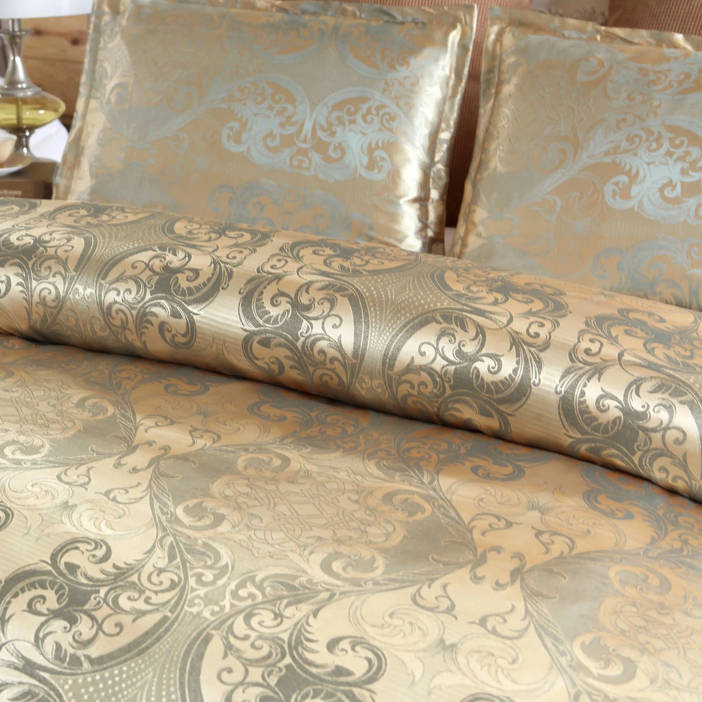 Floral Jacquard Satin Duvet Cover Set