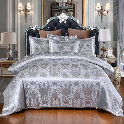 Floral Jacquard Satin Duvet Cover Set