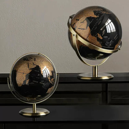 Retro Globe with Wooden Base – Educational World Map for Home and Office Décor