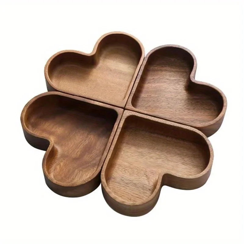 Heartwood Elegance – Wooden Heart-Shaped Serving Plate