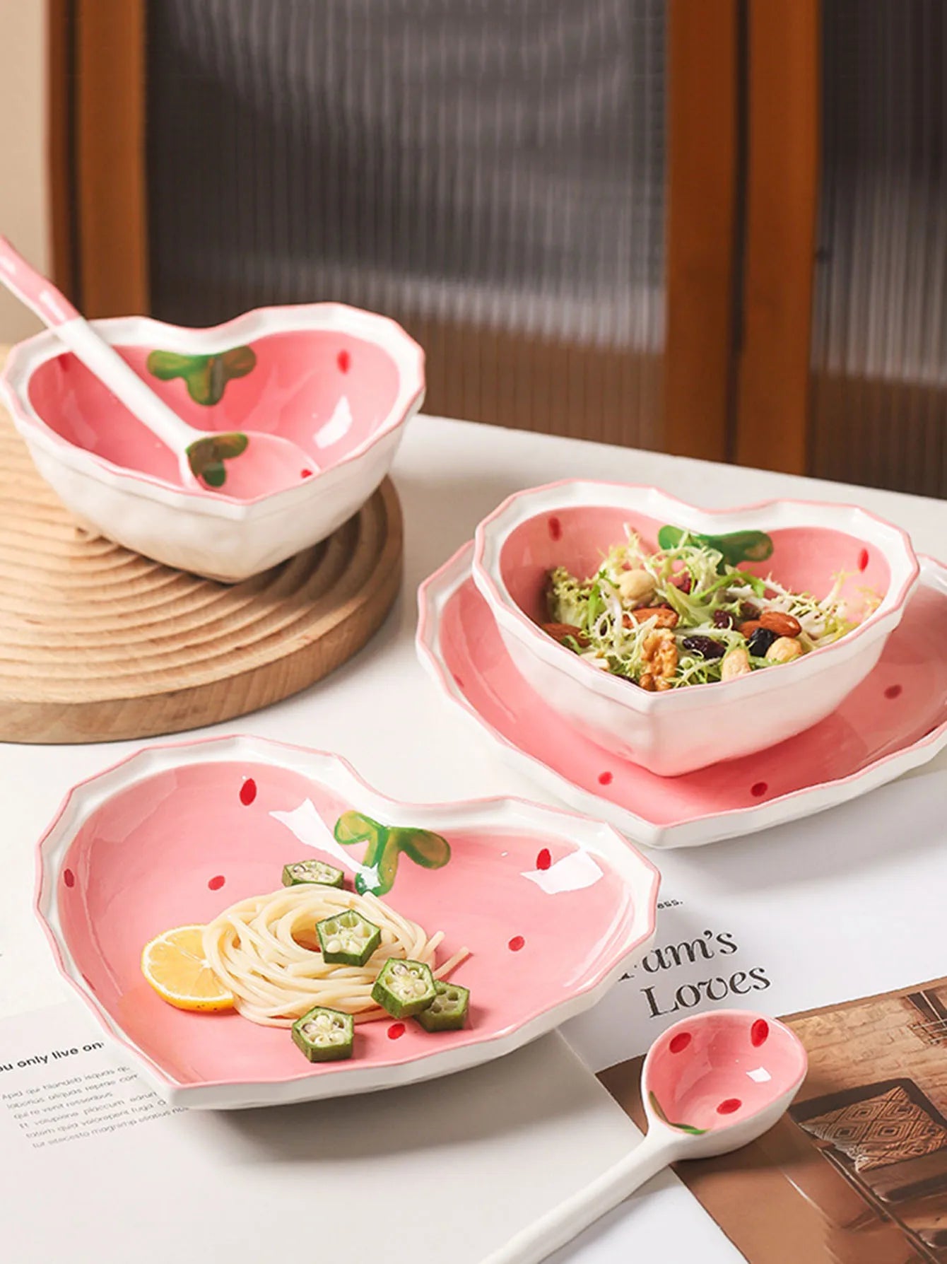 Strawberry Heart Ceramic Tableware